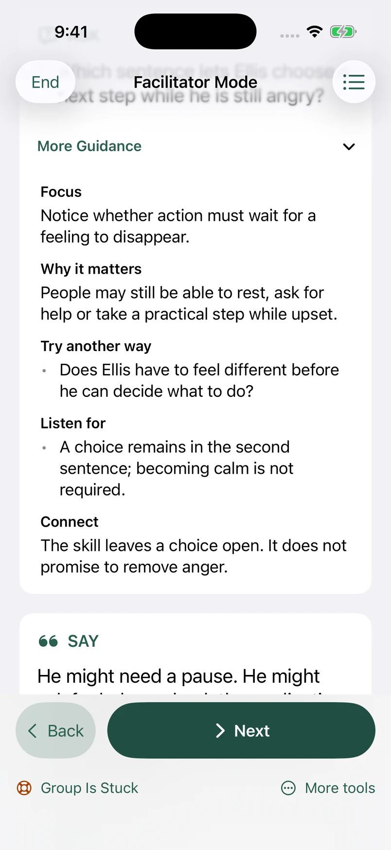 Expanded More Guidance with Focus, Why it matters, Try another way, Listen for, and Connect.